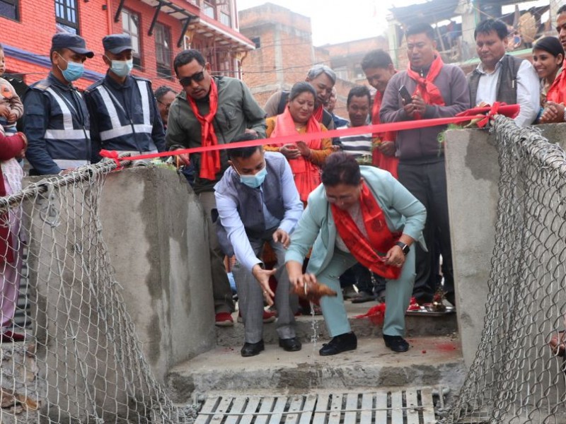 झोलुङ्गे पुलले जोडियो कार्यविनायक र मछिन्द्रबहाल